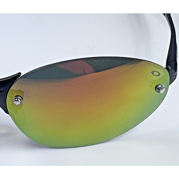 VTG Oakley Sunglasses Mens Black Rimless Oval Mirrored Iridium Wrap Made in USA - Picture 7 of 12
